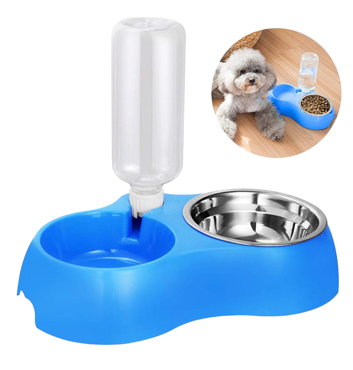 Automatic water dispenser and food bowls