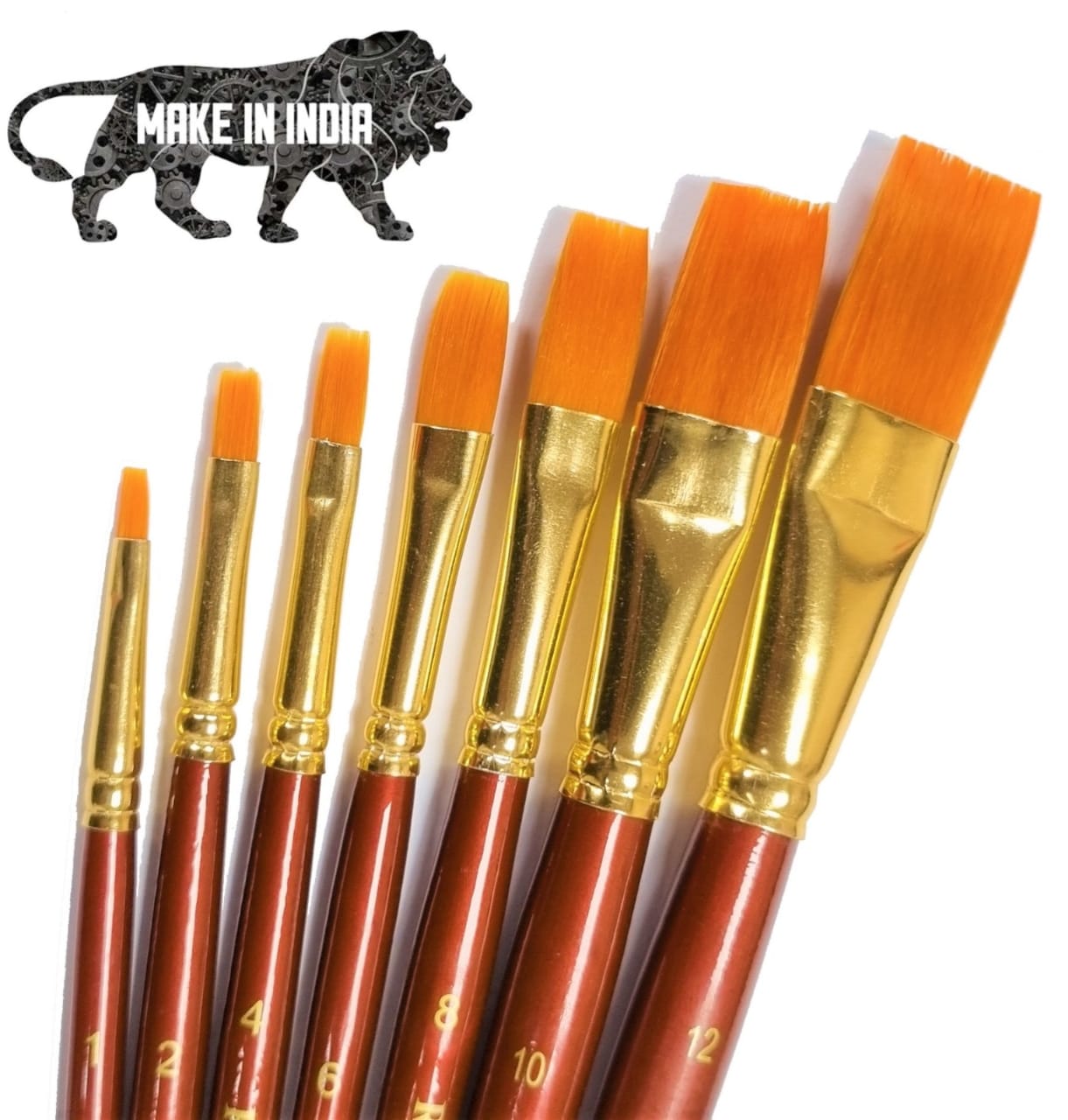 7 Flat painting brushes